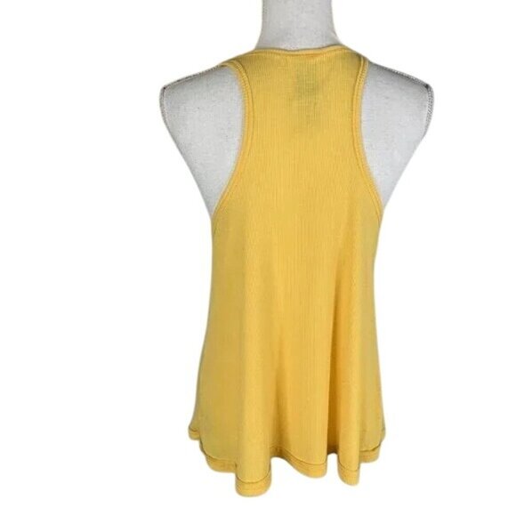 Free People Yellow Ribbed Racerback Tank Top - Picture 6 of 9